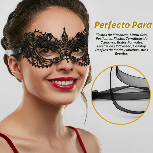 Vista 6 de Masquerade Mask for Women Lace Masks for Venetian Party Costume Halloween Carnival