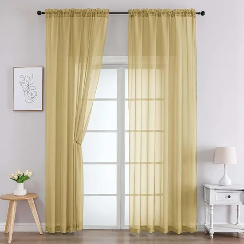 Vista 159 de 2 paneles de cortinas traslúcidas blancas para dormitorio, sala de estar, 96 pulgadas de largo, modernas, suaves, ligeras, con bolsillo para barra