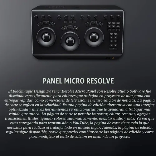 Vista 3 de Blackmagic Design DaVinci Resolve Micro Panel Panel de control portátil de bajo perfil