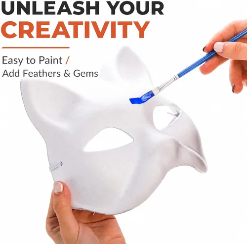 Vista 3 de Nicunom Paquete de 30 máscaras de papel maché, máscaras en blanco para pintar para mascarada, máscaras blancas de media cara, máscara
