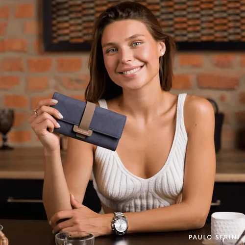 Vista 3 de PAULO SERINI Cartera Mujer - Cartera para mujer con monedero - Tarjetero 9 tarjetas - Pulsera - Carteras veganas para mujer - Regalos de cumpleaños