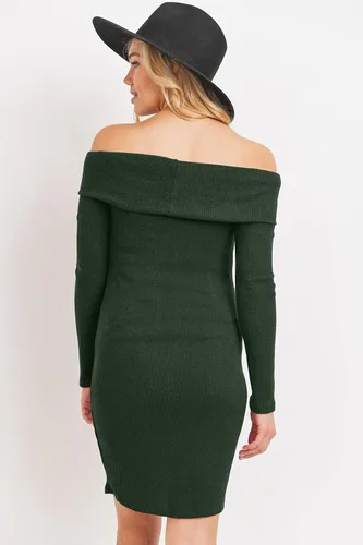 Vista 2 de LaClef Women's Off Shoulder Sweater Knit Maternity Dress