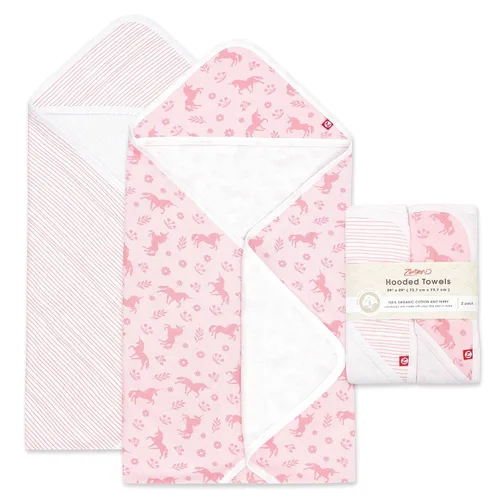 Vista 10 de Zutano Toallas de bebé con capucha, toalla de baño de algodón orgánico, toalla de bebé ultra suave y absorbente para recién nacidos y bebés, juego