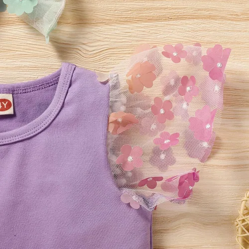 Vista 5 de Viworld Conjunto de falda para bebé niña pequeña, camiseta de manga con volantes, falda de tul con diadema, 3 piezas, vestido tutú para fiesta
