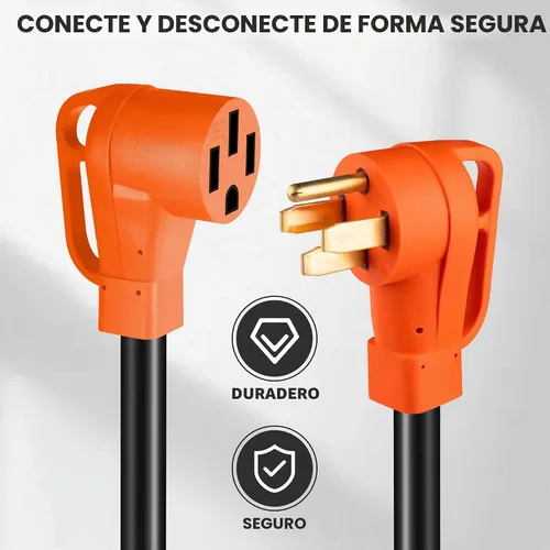 Vista 3 de Cable de extensión RV de 30 pies y 50 amperios para exteriores