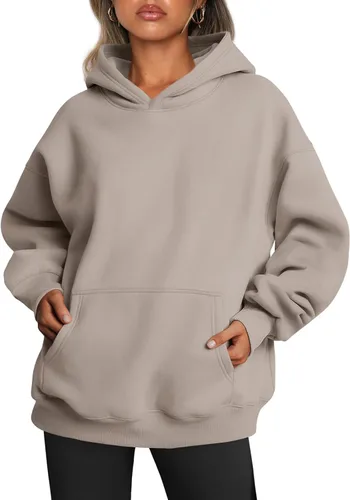 Vista 31 de Trendy Queen - Sudaderas extragrandes con capucha para mujer, suéteres de manga larga, sin botones, de vellón, de otoño, ropa de invierno