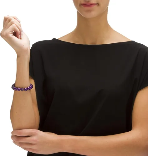 Vista 3 de PalmBeach - Pulsera elástica con piedra natal de ágata auténtica (0.394 pulgadas), 8 pulgadas de longitud