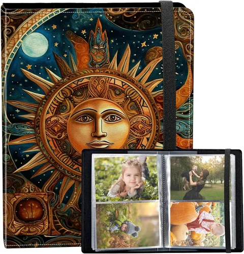 Vista 20 de Álbum de fotos de 3.5 x 5 pulgadas, cubierta de piel sintética de pequeña capacidad, mini álbum de fotos de águila americana de 3.5 x 5 con banda