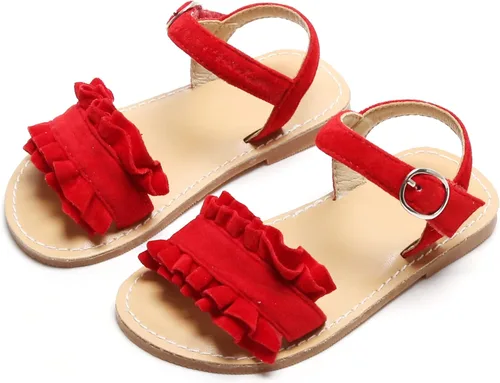 Vista 4 de Otter MOMO Girls Sandals Open Toe Princess Flat Sandals with Ruffle Summer Sandals