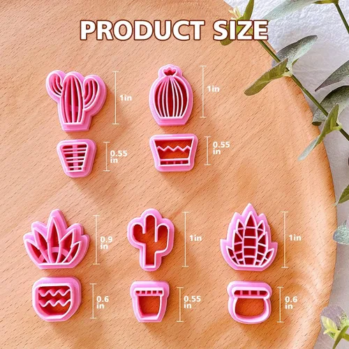 Vista 4 de KEOKER Cortadores de arcilla para joyas de arcilla polimérica, cortadores de arcilla polimérica de cactus para fabricación de joyas, 10 formas