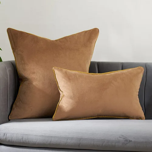 Vista 6 de Avigers fundas lujosas de cojín, 12 x 20 pulgadas, color marrón sólido, diseño moderno para decoración del hogar, funda lumbar para cojín decorativo