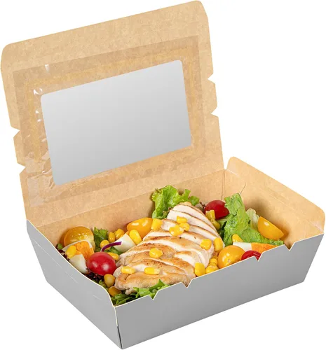 Vista 9 de Restaurantware Cafe Vision - Cajas desechables de 42 onzas para llevar, 200 cajas de papel para alimentos, bloqueo de bisagra, resistente a