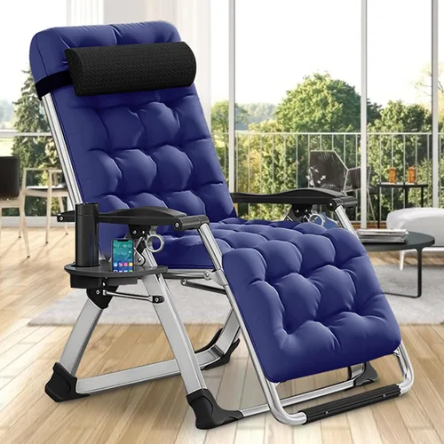 Vista 15 de DoCred - Silla reclinable plegable cómoda para dormitorio y sala de estar, silla de patio con cojín extraíble para interiores y exteriores