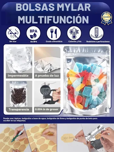 Vista 4 de 120 bolsas de pie, bolsa de Mylar de 4 x 6 pulgadas para almacenamiento de alimentos, parte delantera transparente con parte trasera de papel