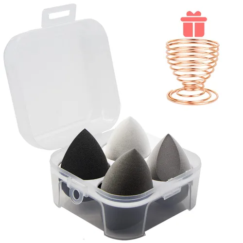 Vista 9 de Makeup Sponges Set - Beauty sponges Blending Blenders with 1 Holder and Egg Case, Flawless for Cream, Powder and Liquid (Green, 4Pcs+1Holder+ case)