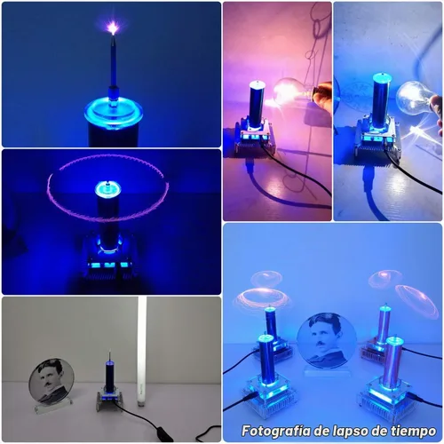 Vista 4 de Joytech Music Tesla Bobina Base acrílica Shell Arco Plasma Bocina de transmisión inalámbrica de escritorio experimental Modelo de juguete (YS01)