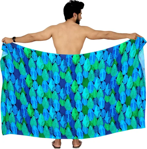 Vista 4 de HAPPY BAY Traje de baño corto hawaiano para hombre, traje de baño de verano para hombre, vacaciones, playa, vacaciones, ropa de playa, pareo