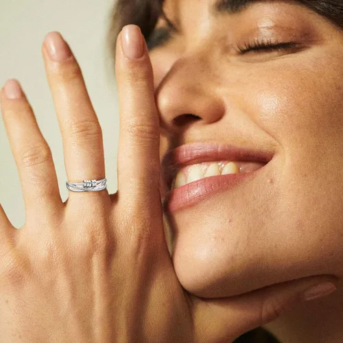 Vista 3 de PABBEU Anillo de ansiedad para mujer de plata de ley 925, anillo giratorio con circonita cúbica ajustable, anillo antiestrés para mujer