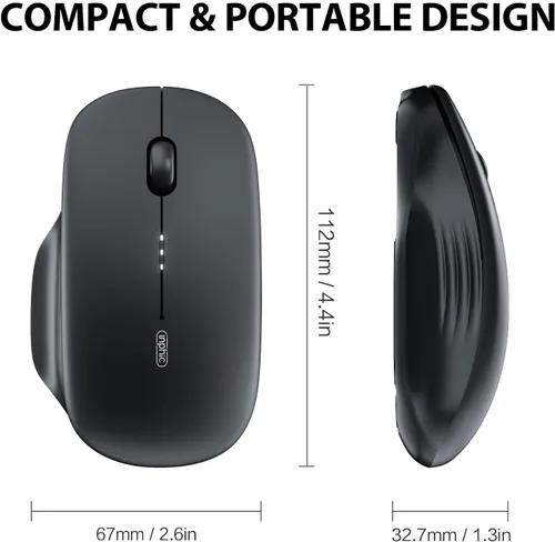 Vista 6 de INPHIC Ratón inalámbrico M1 II Bluetooth, 2.82 oz Tri-Mode (Bluetooth 5.0/4.0+USB), nivel de batería visible, carga tipo C, para Negro
