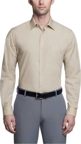 Vista 27 de Van Heusen - Camisa de vestir para hombre, de popelina ajustada lisa Negro