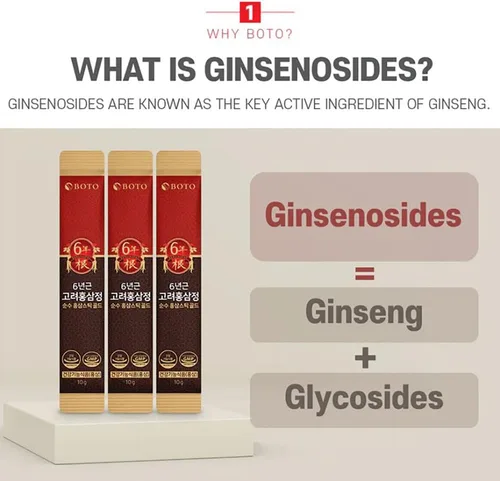 Vista 3 de BOTO 6 Year Korean Red Ginseng Extract Pure Stick Gold Korean Herbal Drink Stick 30 Sachets.