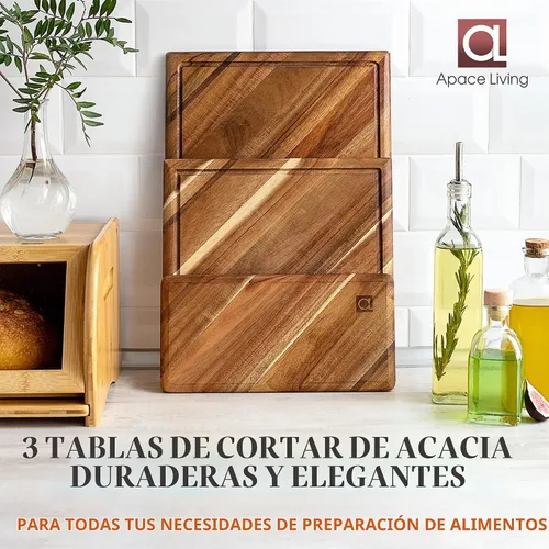 Vista 2 de Chorus - Juego de tablas de cortar de madera de acacia con ranura para jugo