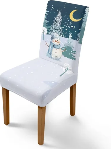 Vista 64 de Rnyleeg Fundas navideñas para sillas de comedor, fundas de asiento de comedor con estampado de campanas brillantes, juego de 1 funda suave y lavable