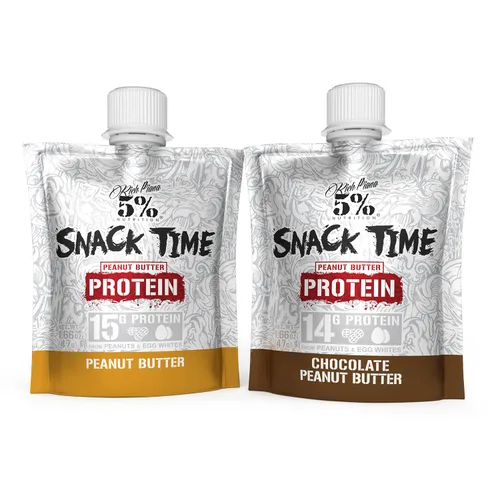 Vista 8 de Rich Piana 5% Nutrition Snack Time Disparos de proteínas exprimibles Bolsas de aperitivos altas en proteínas Prácticas proteínas alimentarias