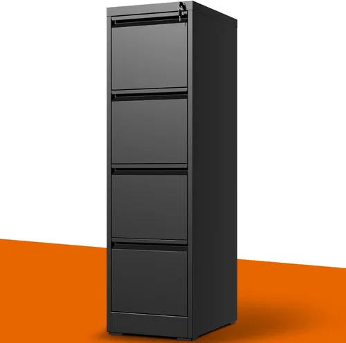 Vista 11 de Archivador de 2 cajones con cerradura, archivadores verticales de metal para oficina en casa, muebles de oficina para organización colgante, Negro