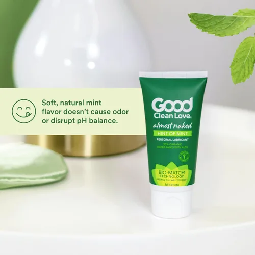 Vista 6 de Good Clean Love Almost Naked Hint of Mint - Lubricante orgánico a base de agua, lubricante personal con aloe vera, seguro para juguetes y condones
