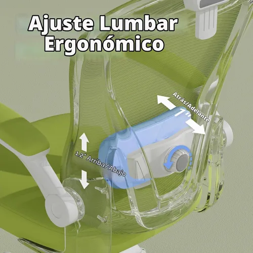 Vista 7 de SeekFancy Silla de oficina ergonómica con espuma viscoelástica, silla de Verde