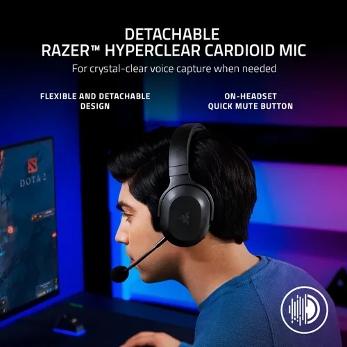Vista 5 de Razer Barracuda X Auriculares inalámbricos multiplataforma para juegos y celulares diseño ergonómico de 88 onzas micrófono HyperClear desmontable
