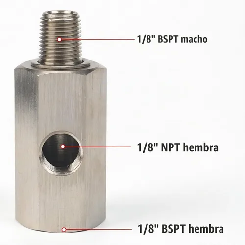 Vista 4 de 1/8 BSPT macho x 1/8 BSPT hembra a 1/8 NPT Sensor de presión de aceite