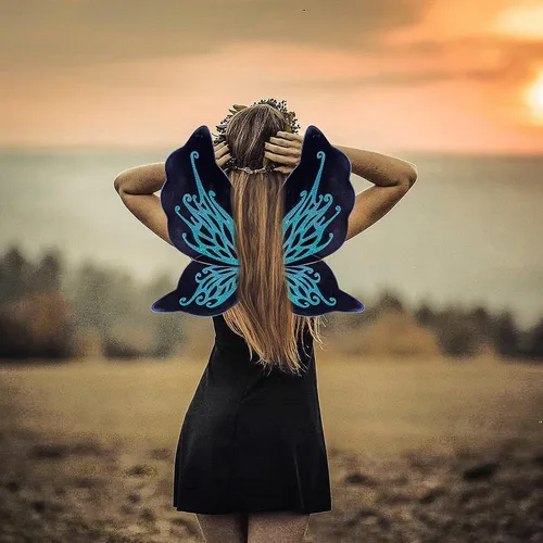 Vista 7 de Fishdown Butterfly Fairy Wings for Girls Dress Up Wings for Party Halloween Costume Birthday Cosplay Big Wings
