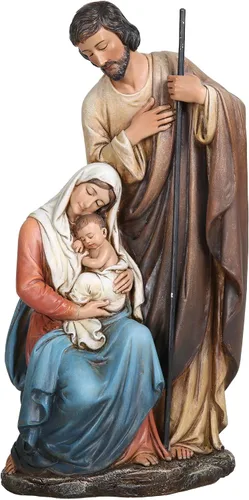 Vista 11 de Estatua católica de la Santa Familia BC, belén de 6 pulgadas de alto en interiores, regalo religioso, decoración del hogar de Navidad, figura