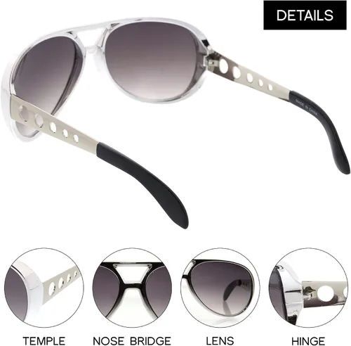 Vista 3 de zeroUV Gafas de sol de aviador grandes King of Rock & Roll