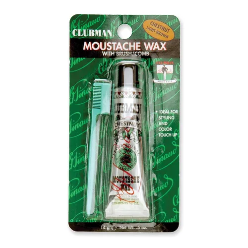Vista 11 de Clubman Cera para bigote para hombre, color negro, cera de bigote de sujeción fuerte para peinar, incluye cepillo, 0.5 onzas