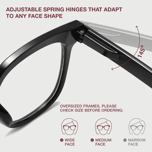 Vista 3 de miyya Lentes de lectura elegantes para mujer, anteojos de tramposos, lectores de luz azul de gran tamaño, anteojos de ojos de moda