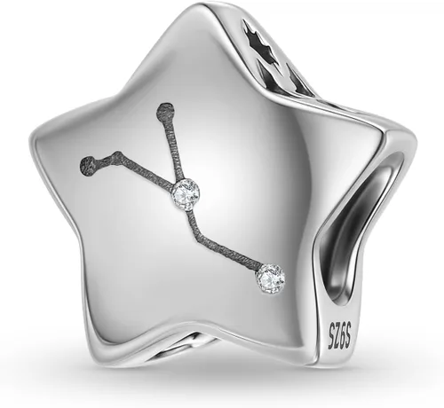 Vista 5 de Abalorio de constelación de plata de ley 925 con piedra natal para pulsera Pandora, regalo para aniversario, cumpleaños, Navidad Acuario A