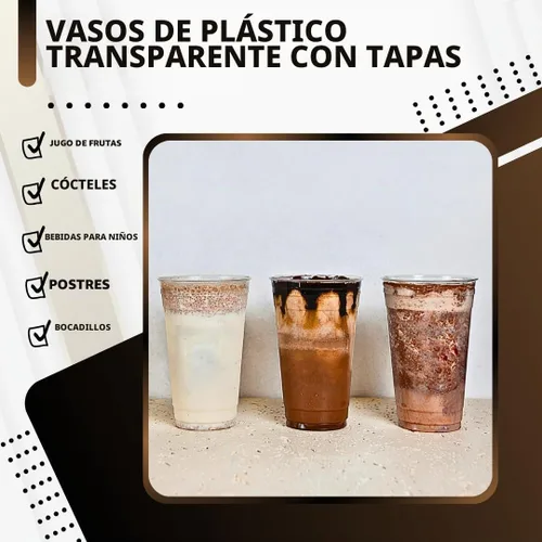 Vista 6 de Green Direct Vasos desechables de 12 onzas con tapas, vasos de plástico transparente con tapas, tazas de café helado para té Boba de burbujas, taza