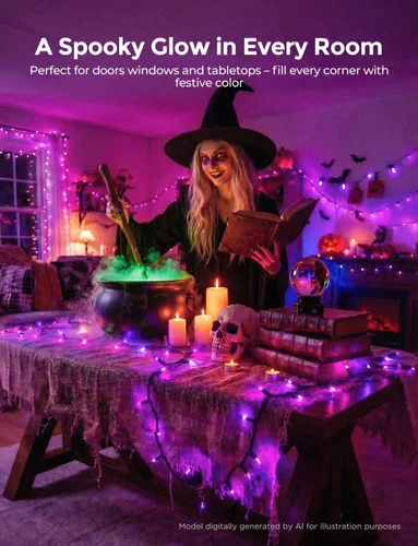 Vista 2 de Guirnalda de luces incandescentes púrpura de 20 pies para decoración de fiesta
