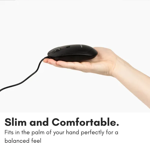 Vista 4 de Macally Ratón de computadora con cable, mouse USB silencioso - USB delgado y compacto para Apple Mac o Windows PC portátil/escritorio - Diseñado