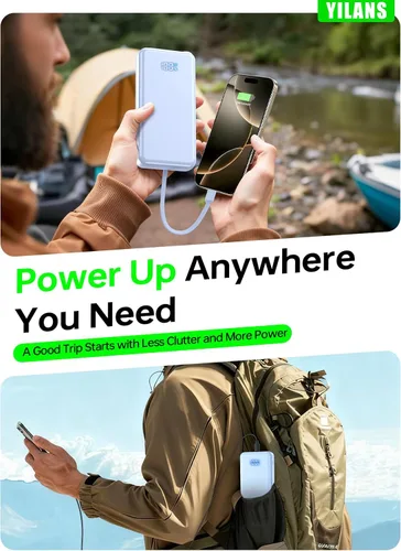 Vista 4 de Portable Charger,50000mAh Power Bank Built-in Cable, 22.5W PD USB C In & Out Fast Charging, External Battery Pack with 6 Output & 2 Input, Travel