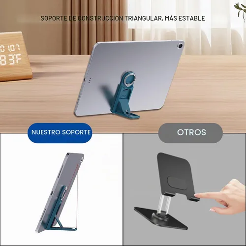 Vista 6 de Soporte universal para tableta con soporte de anillo integrado, paquete de 2 soportes ajustables para tableta multifunción con parche adhesivo