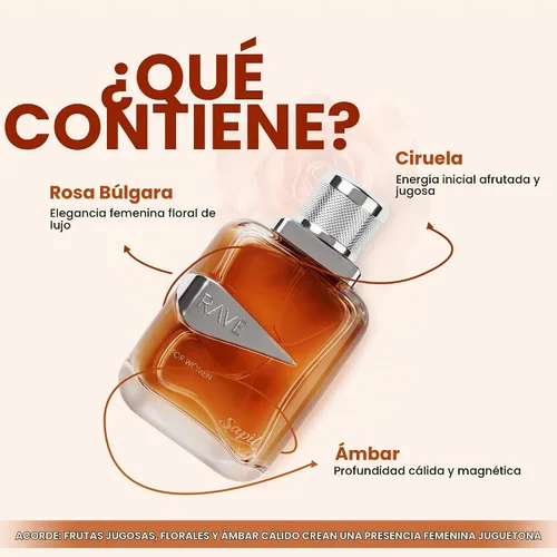 Vista 2 de Sapil Rave Perfume de vainilla afrutada para mujer con almizcle EDP 3.4oz