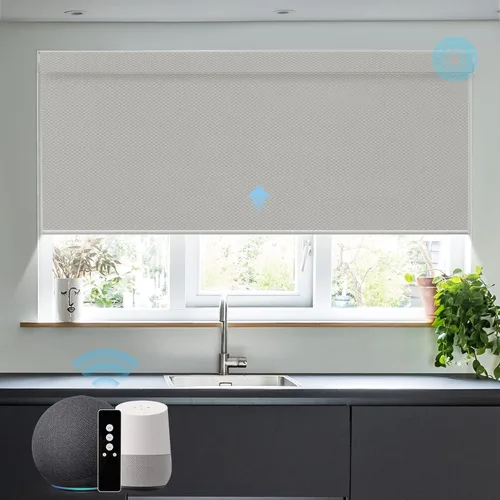 Vista 14 de SmartWings Z-Wave/Zigbee Smart - Persianas enrollables, vinilo beige Persianas motorizadas eléctricas 100% opacas con control remoto, persianas