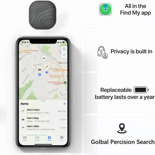 Vista 2 de Buscador de llaves inteligentes, solo iOS (no para Android), etiqueta de seguimiento de llaves inteligente Bluetooth, funciona para Apple Find My