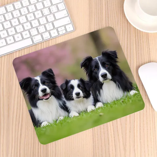 Vista 3 de Border Collie - Alfombrilla de mouse de goma antideslizante para computadoras, laptop, oficina, hogar, rectangular, personalizable, 9.5 x 7.9