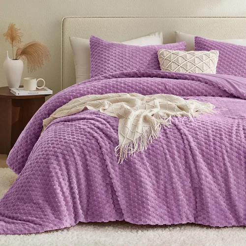 Vista 10 de Petrichor Juego de edredón esponjoso tamaño individual, edredón grueso de franela negra ultrasuave para cama Queen, juego de ropa de cama cálido