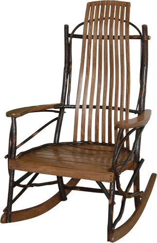 Vista 5 de Mecedora grande de 9 láminas de roble teñido natural y nogal Amish Natural Finish